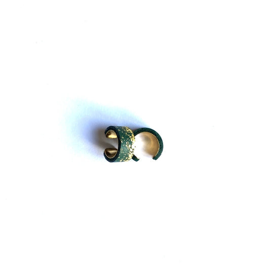 Leather and green lacquer ear cuff