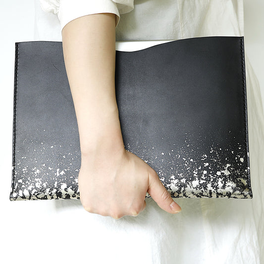 Leather and lacquer iPad sleeve case "Kasumi"