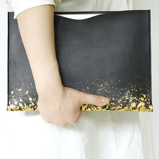 Leather and lacquer iPad sleeve case "Oboro"